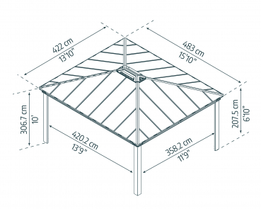 Palram-Canopia Aluminium Pavillon Dallas 4.3x4.8 14x16 (422x483cm) 6mm HKP